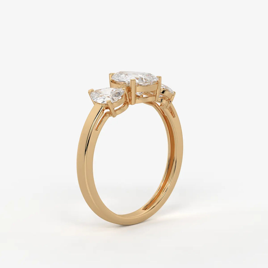 Divine Pear Cut Three-Stone Diamond Ring