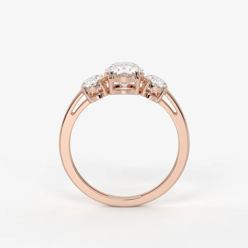 Classic Oval Three-Stone Diamond Ring