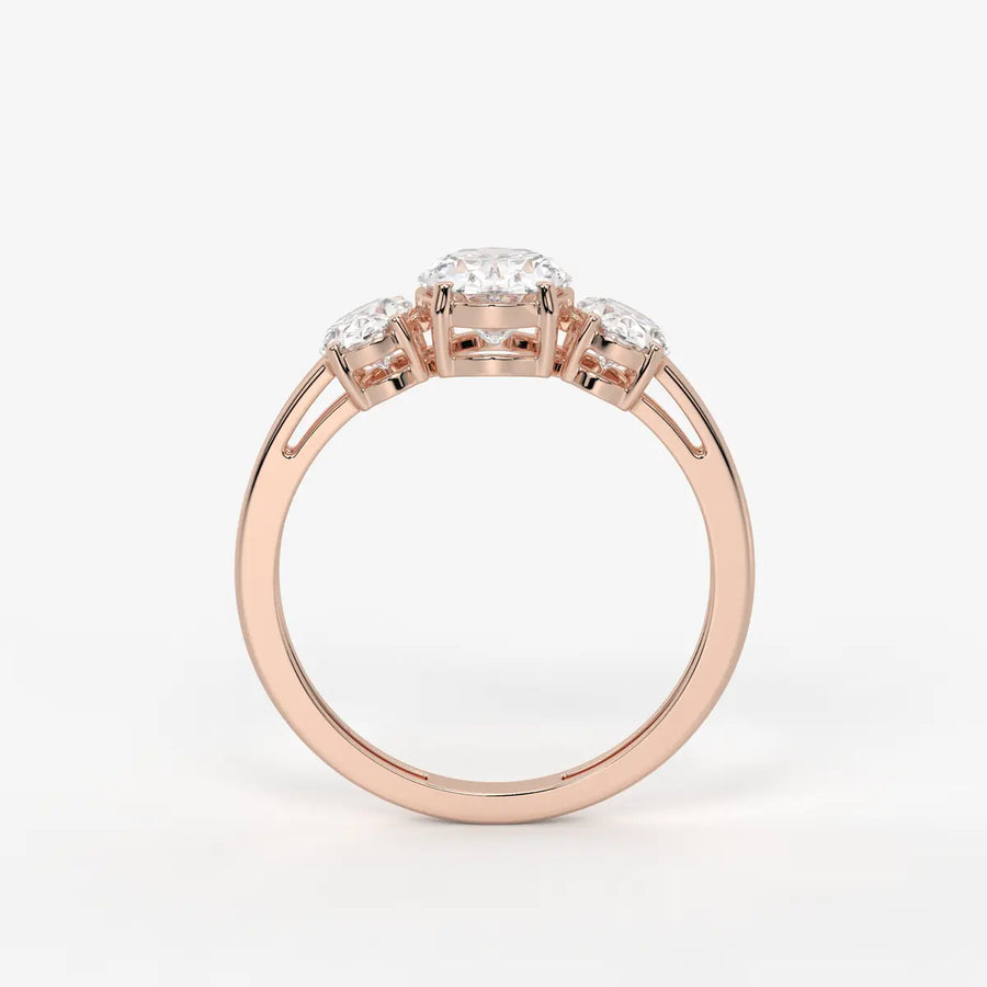 Classic Oval Three-Stone Diamond Ring