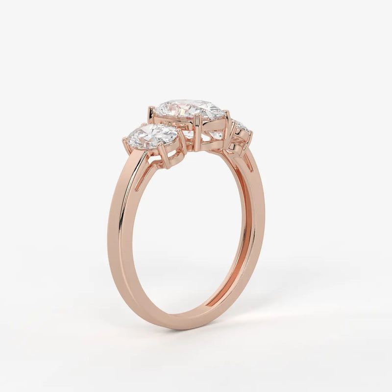 Classic Oval Three-Stone Diamond Ring