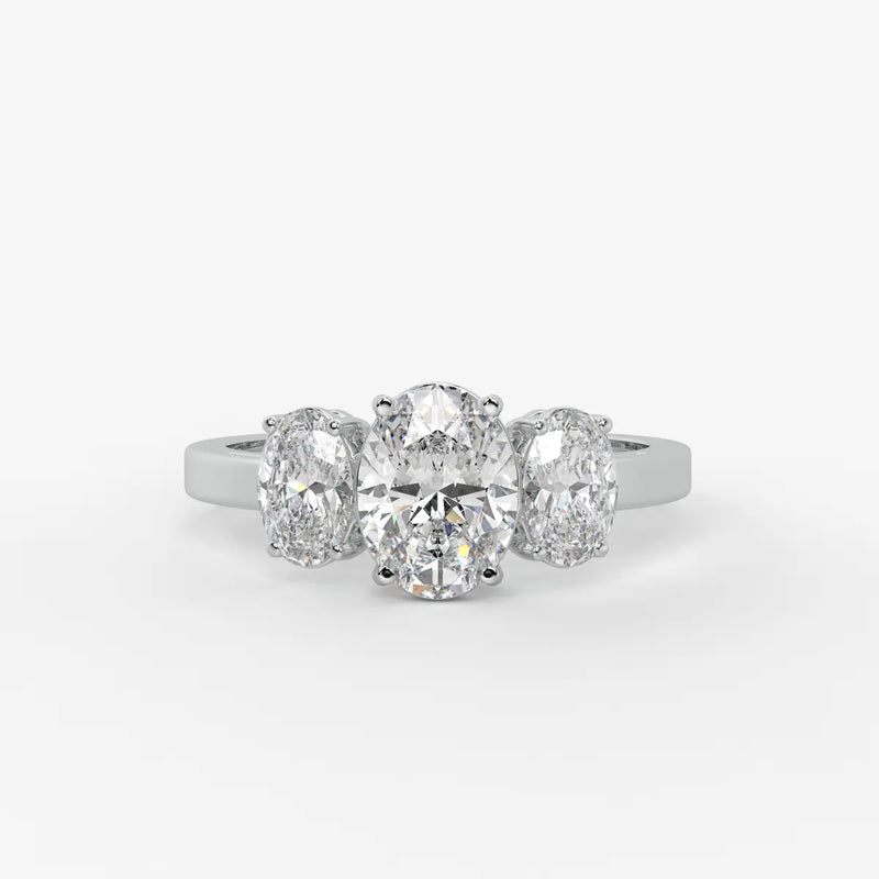 Classic Oval Three-Stone Diamond Ring