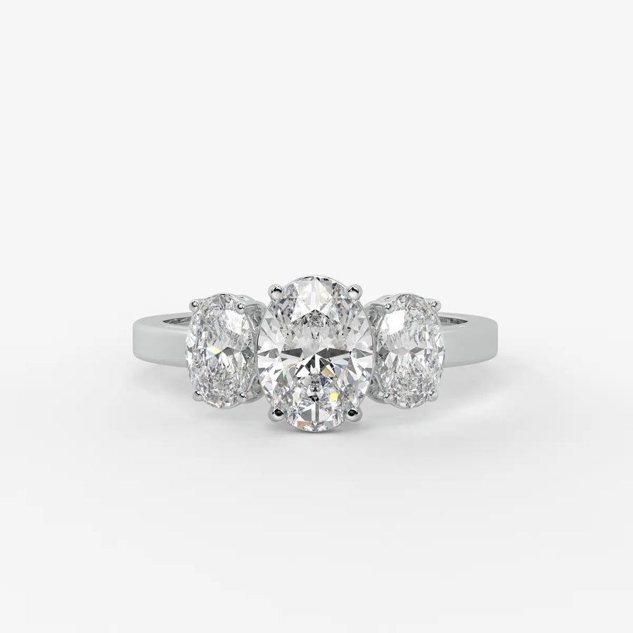 Classic Oval Three-Stone Diamond Ring