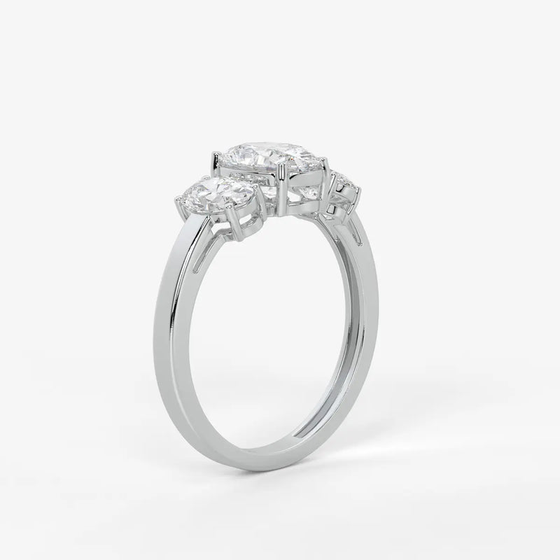 Classic Oval Three-Stone Diamond Ring