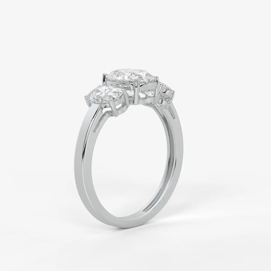 Classic Oval Three-Stone Diamond Ring