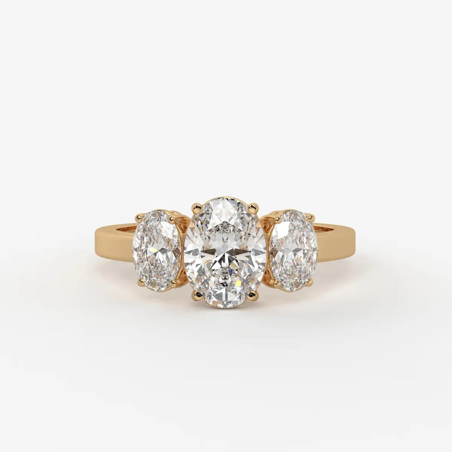 Classic Oval Three-Stone Diamond Ring