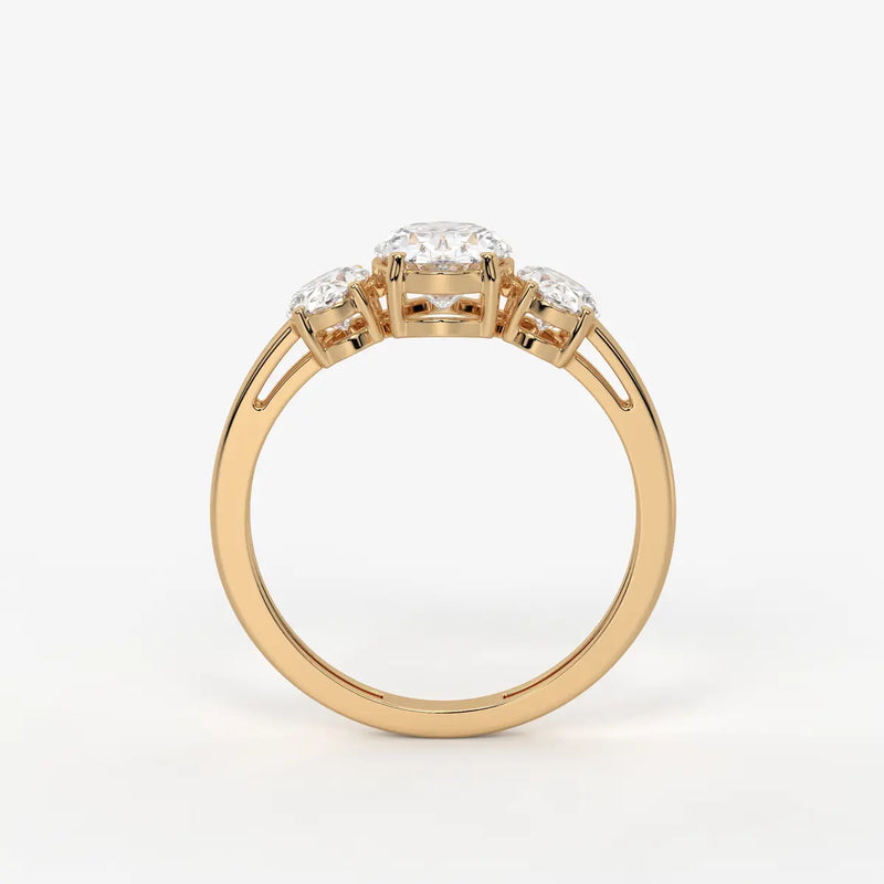 Classic Oval Three-Stone Diamond Ring