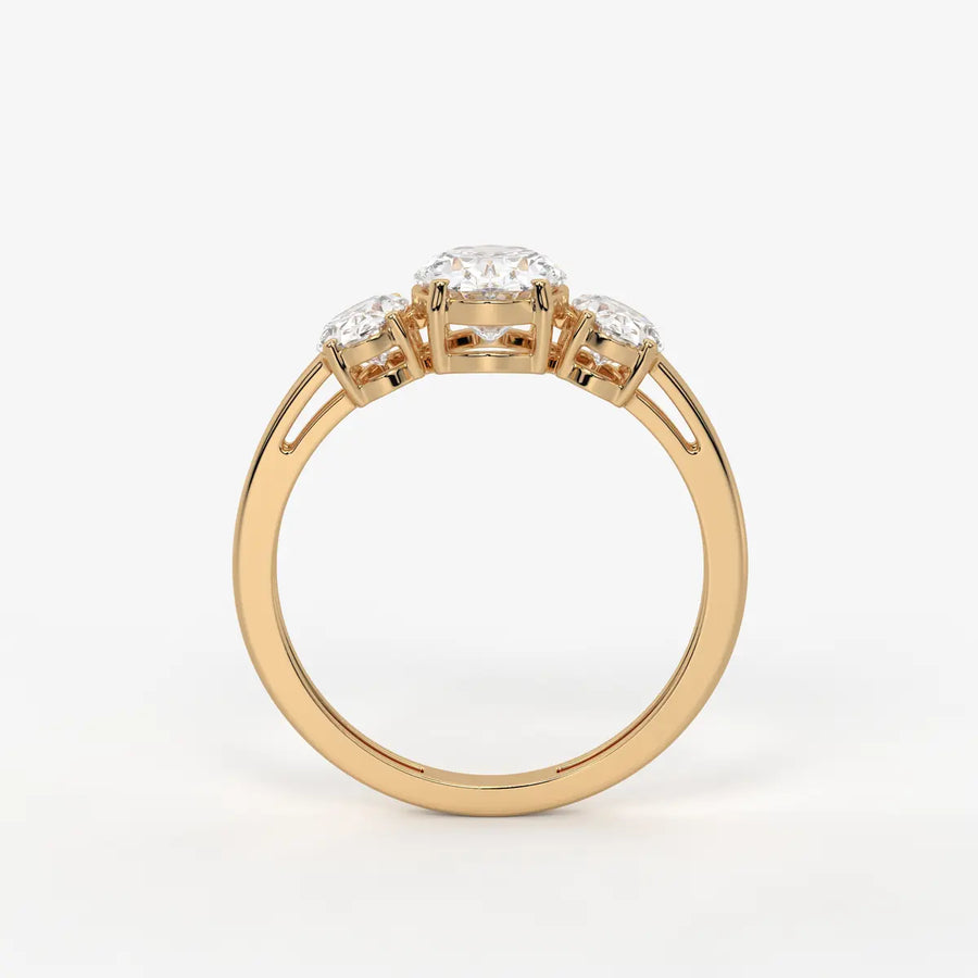 Classic Oval Three-Stone Diamond Ring