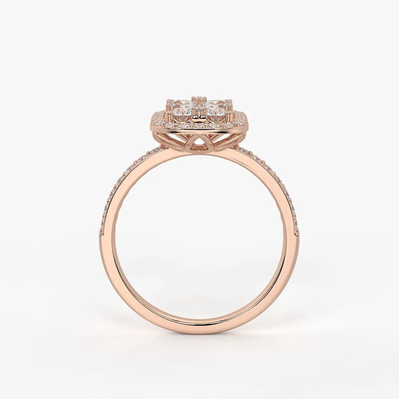 Elysian Cushion Halo Radiant Ring