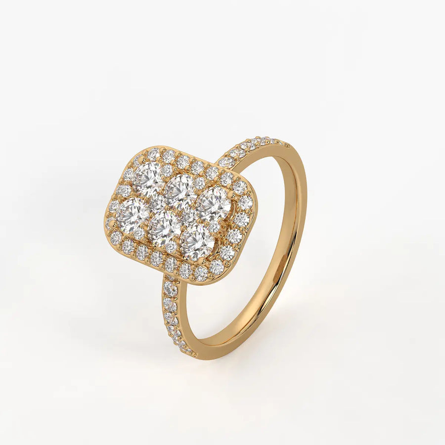 Elysian Cushion Halo Radiant Ring