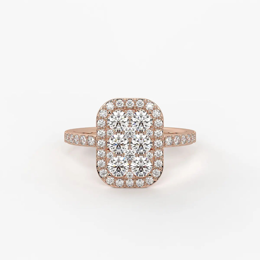 Elysian Cushion Halo Radiant Ring