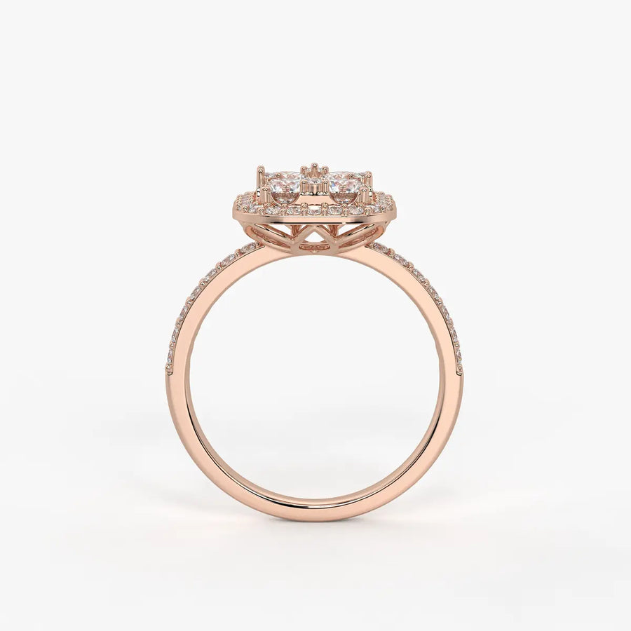 Elvara Cushion Halo Cluster Diamond Ring