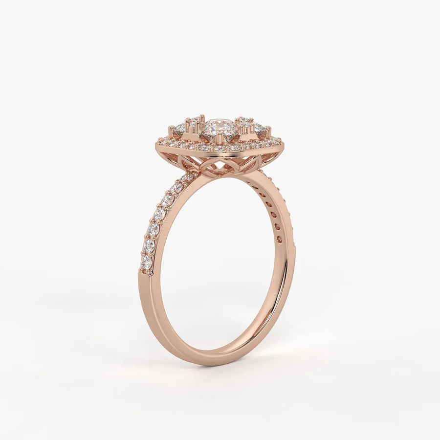 Elvara Cushion Halo Cluster Diamond Ring