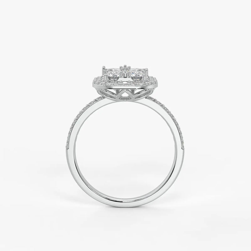 Elvara Cushion Halo Cluster Diamond Ring
