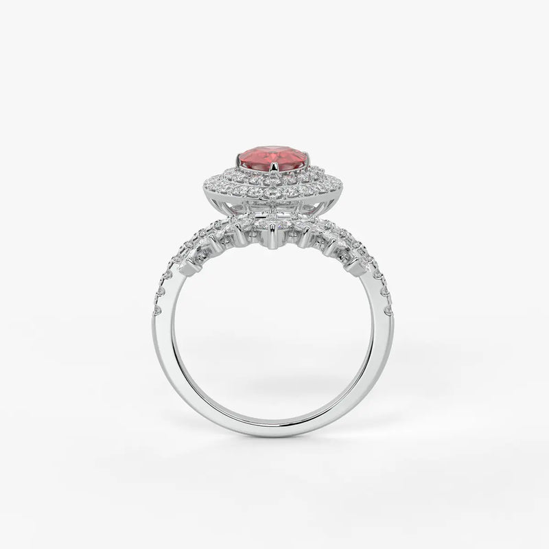 Zenvira Regal Drop Halo Diamond Statement Ring