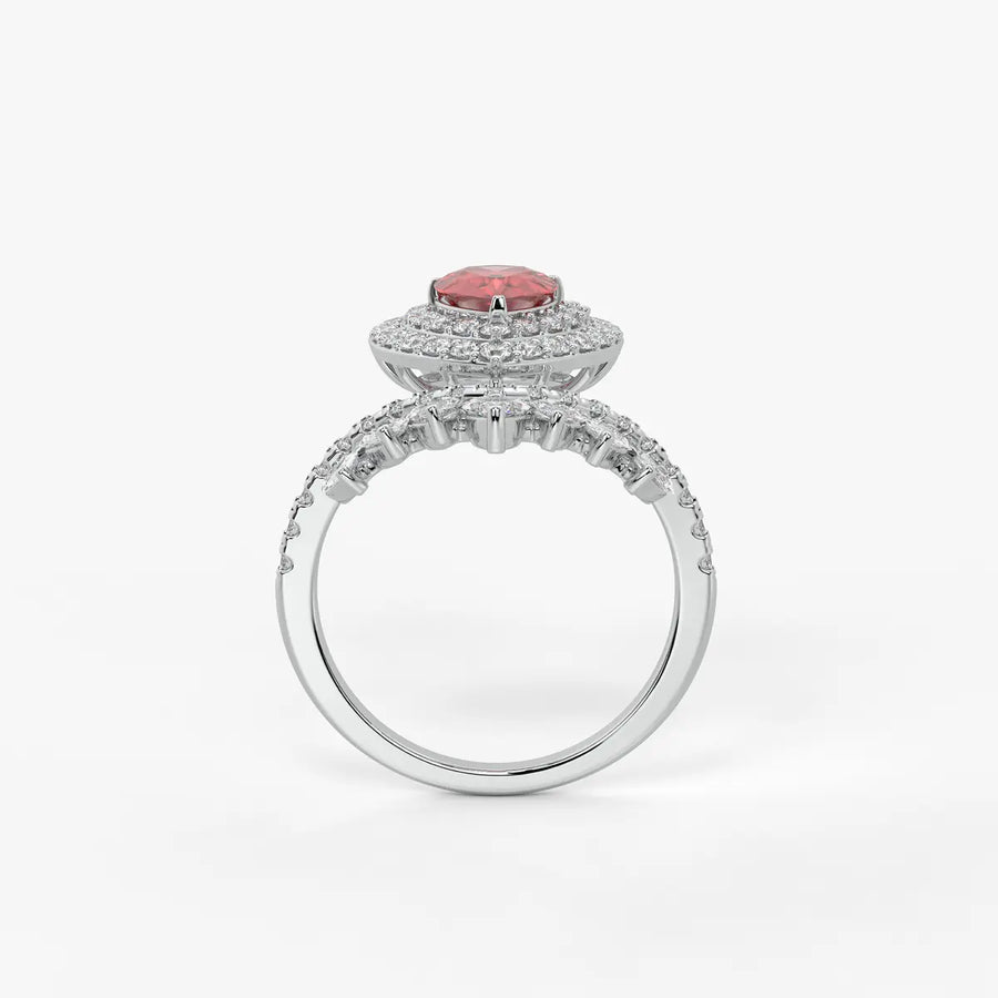 Zenvira Regal Drop Halo Diamond Statement Ring