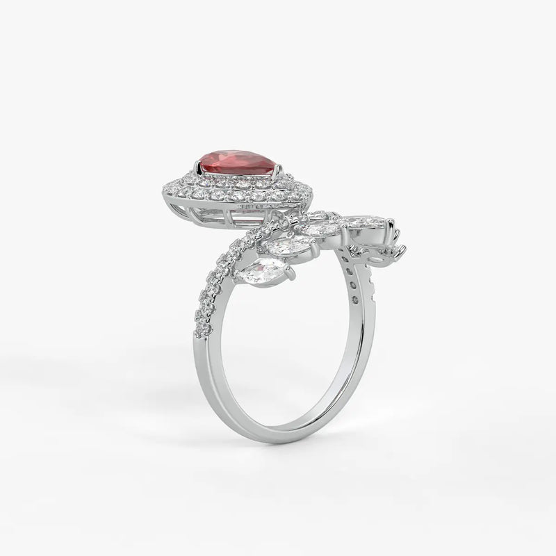 Zenvira Regal Drop Halo Diamond Statement Ring
