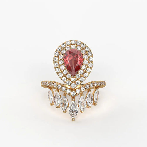 Zenvira Regal Drop Halo Diamond Statement Ring