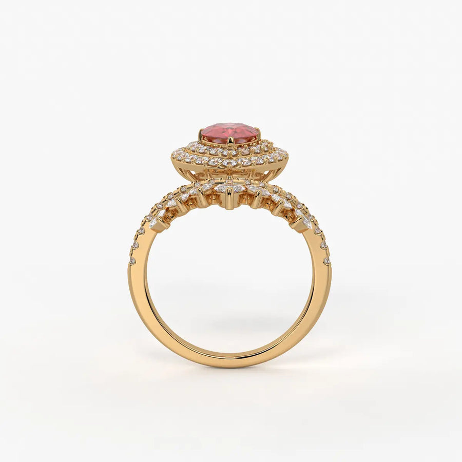 Zenvira Regal Drop Halo Diamond Statement Ring