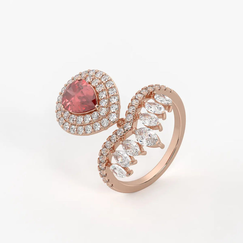 Zenvira Regal Drop Halo Diamond Statement Ring
