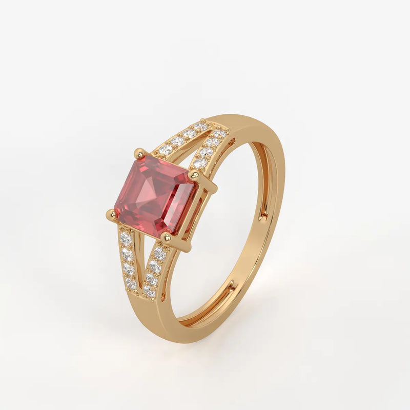Crimson Crest Solitaire Ring