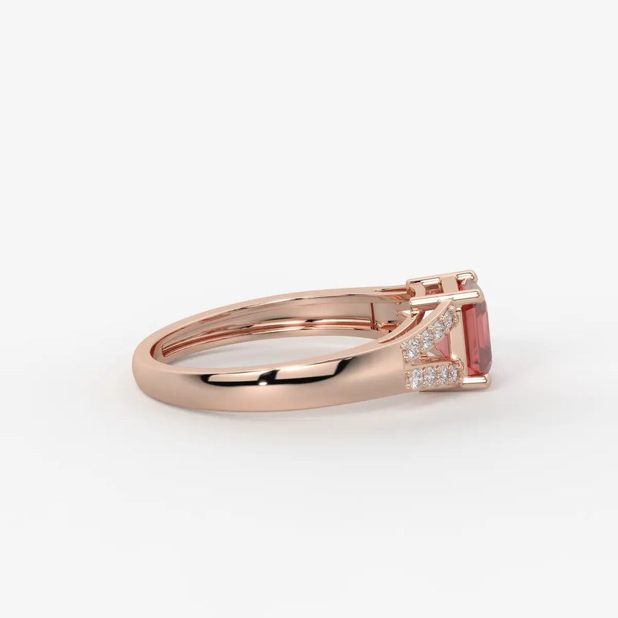 Crimson Crest Solitaire Ring