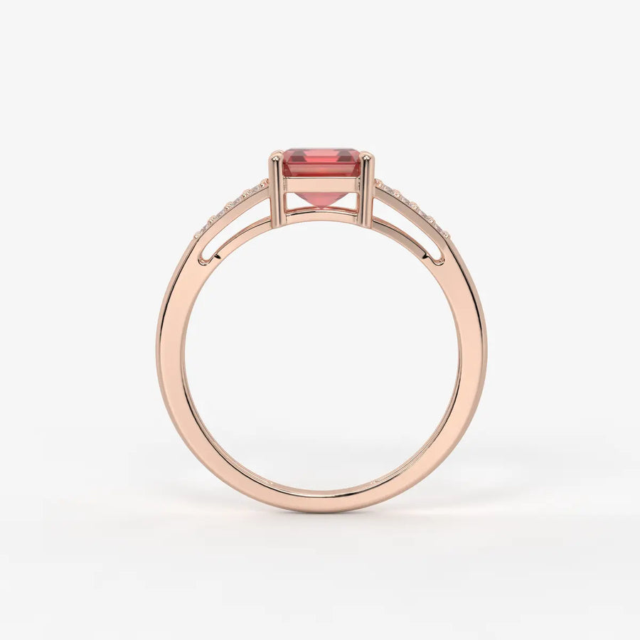 Crimson Crest Solitaire Ring