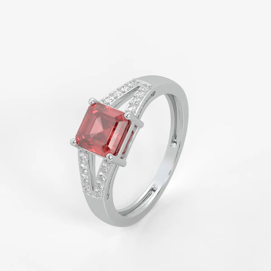 Crimson Crest Solitaire Ring