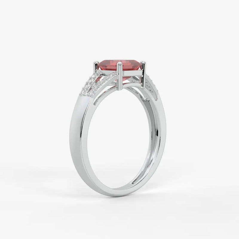 Crimson Crest Solitaire Ring