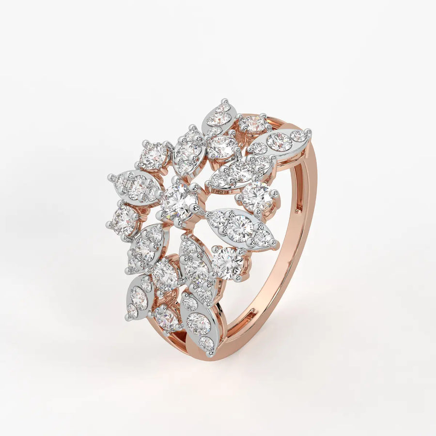 Floral Vine Cluster Ladies Ring