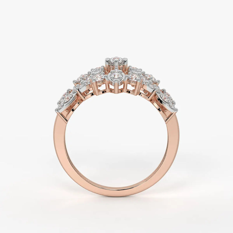 Floral Vine Cluster Ladies Ring