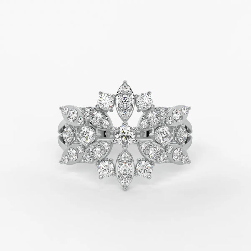 Floral Vine Cluster Ladies Ring