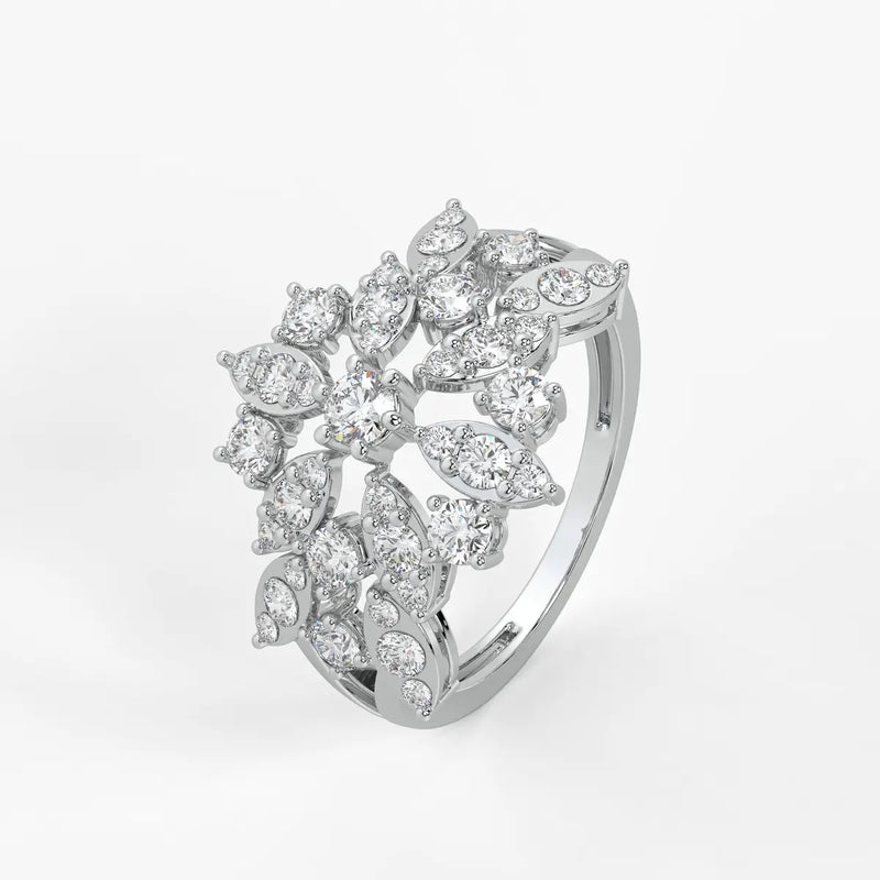 Floral Vine Cluster Ladies Ring