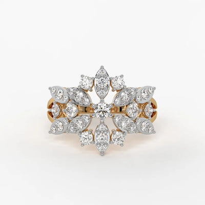 Floral Vine Cluster Ladies Ring