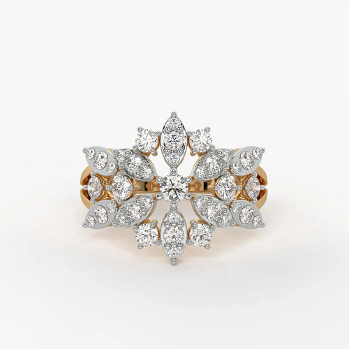 Floral Vine Cluster Ladies Ring
