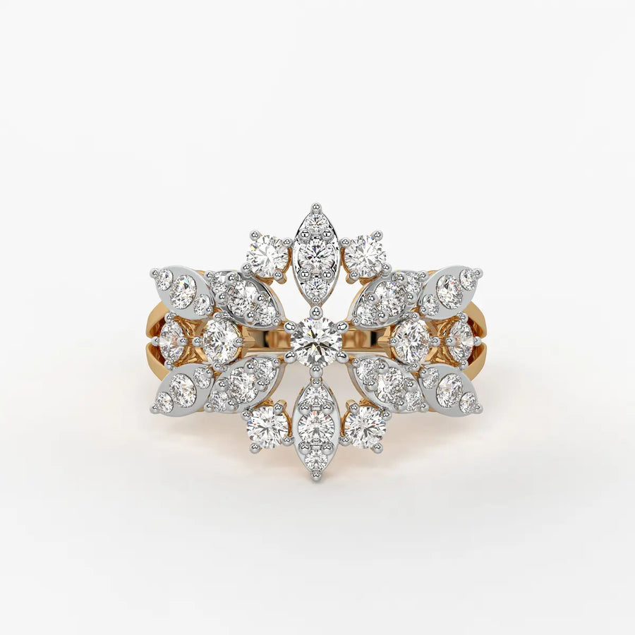 Floral Vine Cluster Ladies Ring