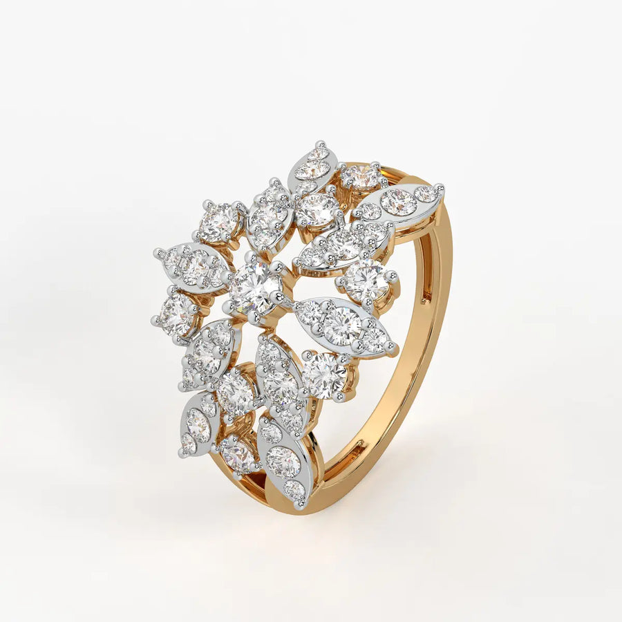 Floral Vine Cluster Ladies Ring