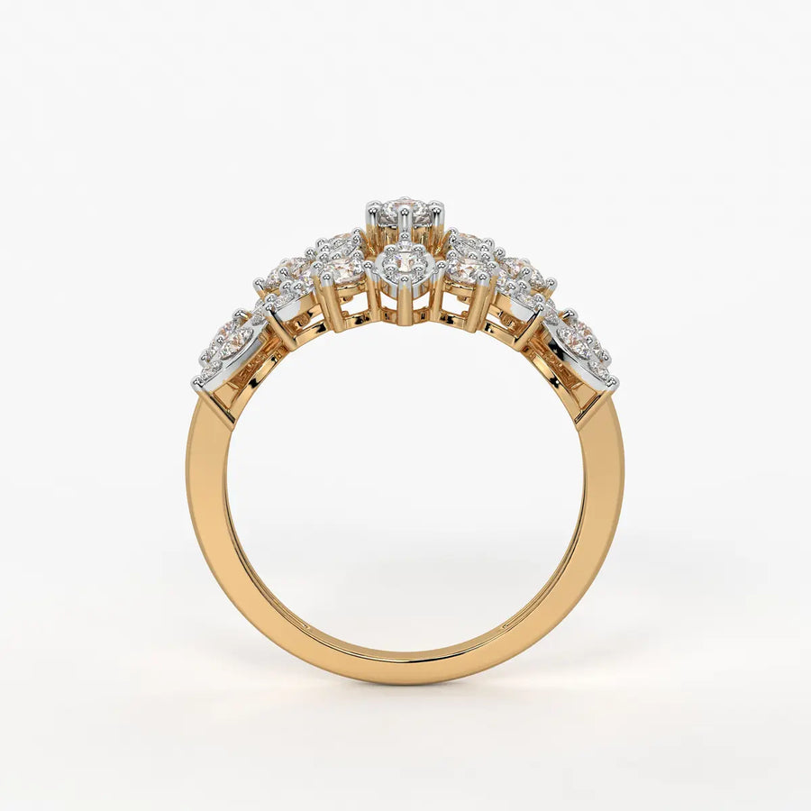 Floral Vine Cluster Ladies Ring