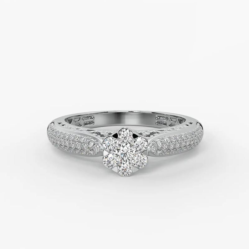 Floral Cluster Pave Ladies Ring