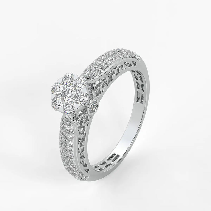 Floral Cluster Pave Ladies Ring