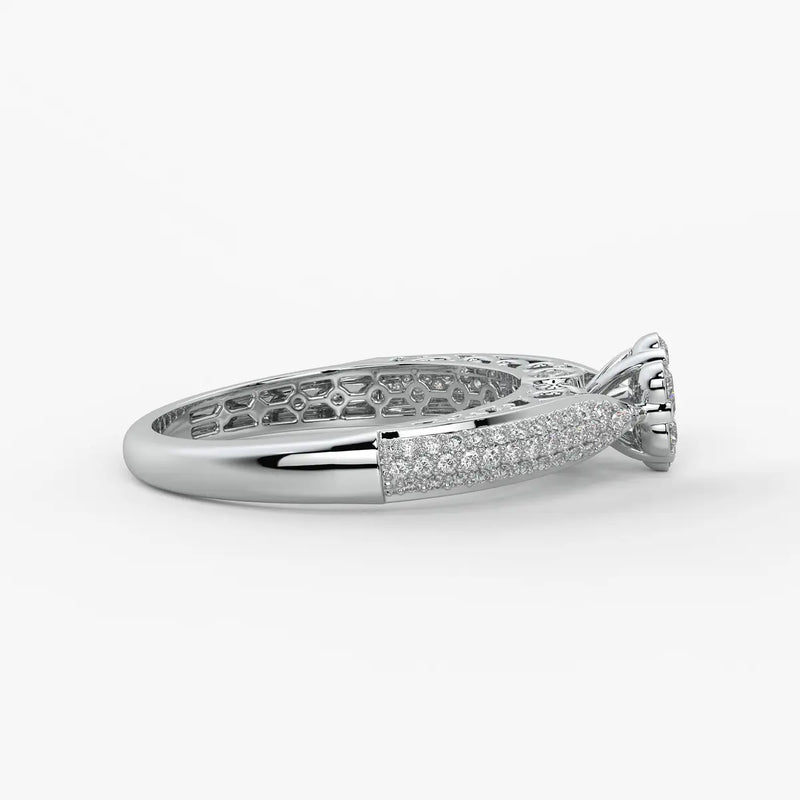 Floral Cluster Pave Ladies Ring