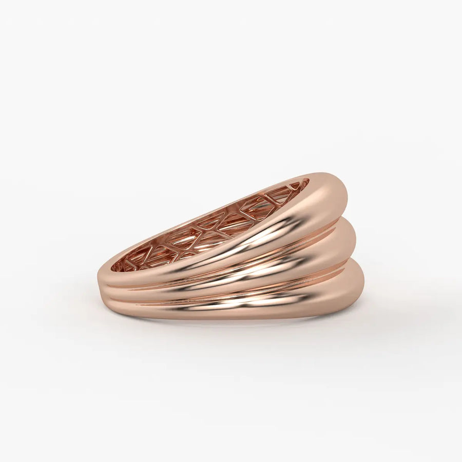 Rounded Triple Band Ladies Ring