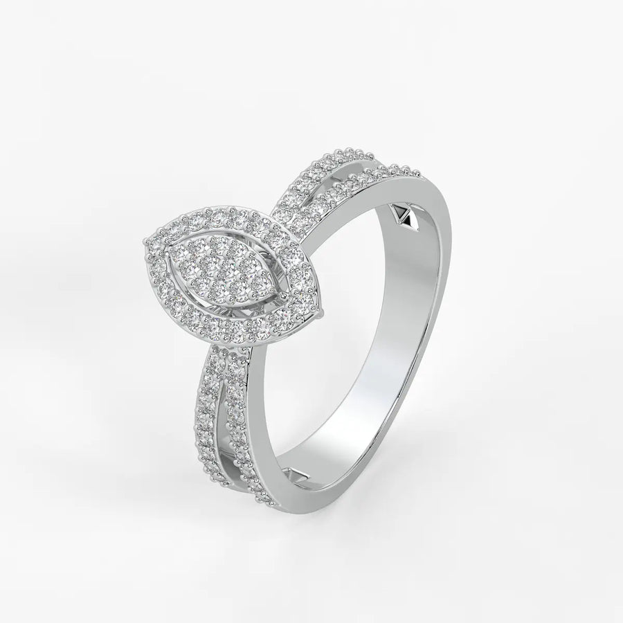 Marquise Halo Split-Shank Ladies Ring