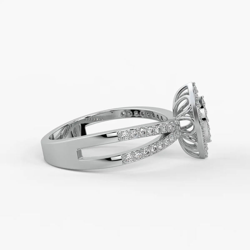 Marquise Halo Split-Shank Ladies Ring