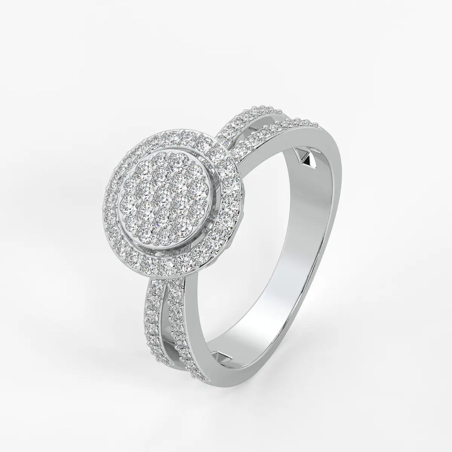 Round Halo Split-Band Ladies Ring