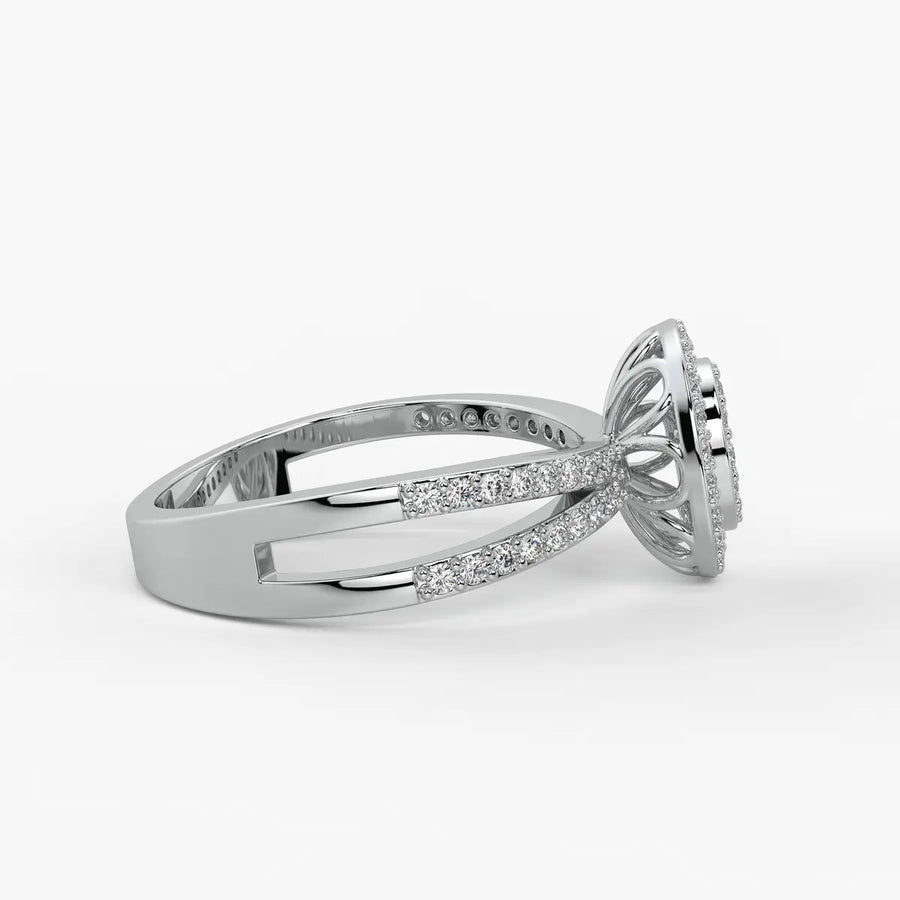 Round Halo Split-Band Ladies Ring