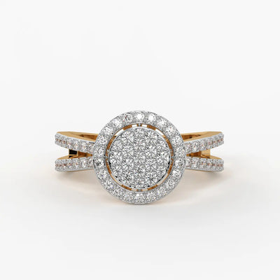Round Halo Split-Band Ladies Ring