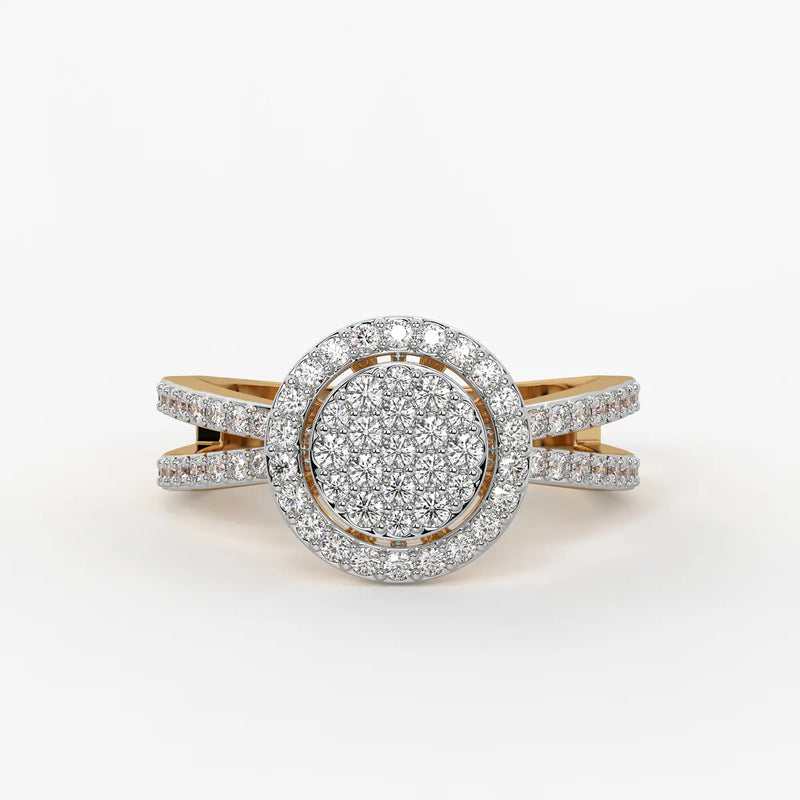 Round Halo Split-Band Ladies Ring