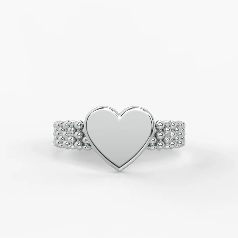 Heart Beaded Ladies Ring