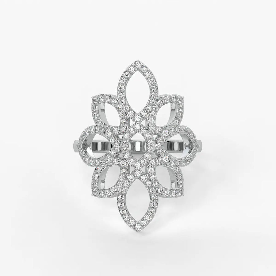Floral Petal Cluster Ladies Ring