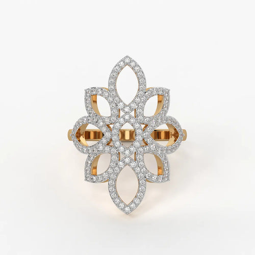 Floral Petal Cluster Ladies Ring